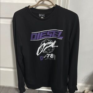 Diesel Black Sweatshirt with Purple and White Graphics